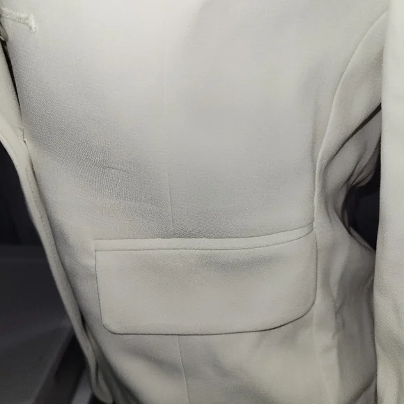 Elegant White Double-Breasted Women's Blazer White Black - Picture 10 of 14